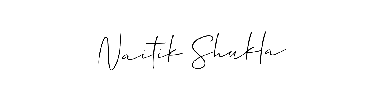 How to make Naitik Shukla name signature. Use Allison_Script style for creating short signs online. This is the latest handwritten sign. Naitik Shukla signature style 2 images and pictures png