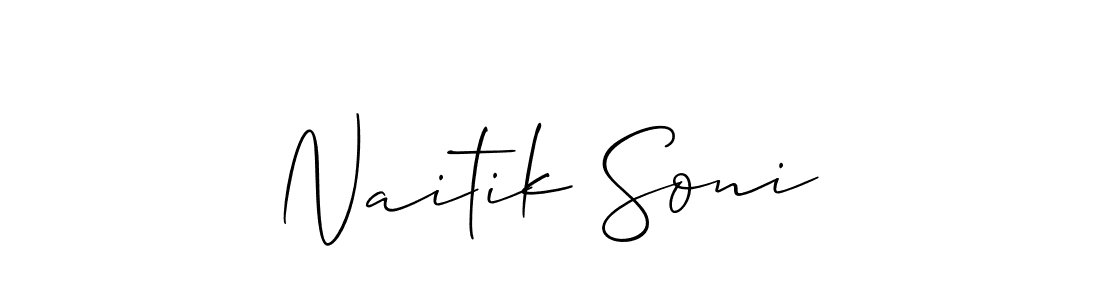 Make a beautiful signature design for name Naitik Soni. With this signature (Allison_Script) style, you can create a handwritten signature for free. Naitik Soni signature style 2 images and pictures png