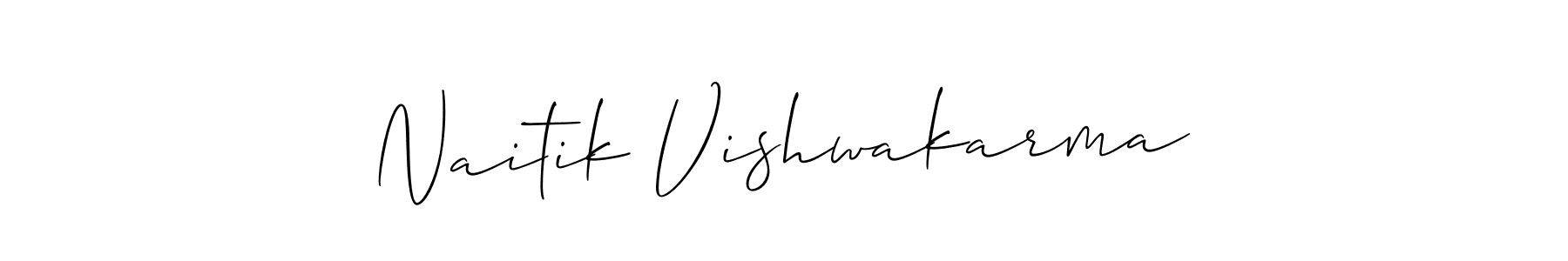 Use a signature maker to create a handwritten signature online. With this signature software, you can design (Allison_Script) your own signature for name Naitik Vishwakarma. Naitik Vishwakarma signature style 2 images and pictures png