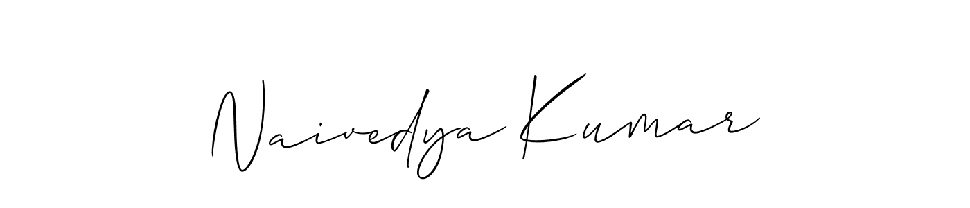 Allison_Script is a professional signature style that is perfect for those who want to add a touch of class to their signature. It is also a great choice for those who want to make their signature more unique. Get Naivedya Kumar name to fancy signature for free. Naivedya Kumar signature style 2 images and pictures png