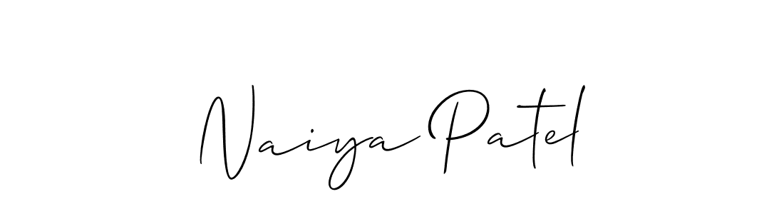 How to make Naiya Patel name signature. Use Allison_Script style for creating short signs online. This is the latest handwritten sign. Naiya Patel signature style 2 images and pictures png