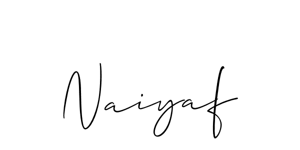 Also You can easily find your signature by using the search form. We will create Naiyaf name handwritten signature images for you free of cost using Allison_Script sign style. Naiyaf signature style 2 images and pictures png