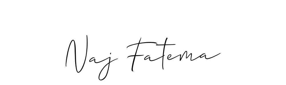 Allison_Script is a professional signature style that is perfect for those who want to add a touch of class to their signature. It is also a great choice for those who want to make their signature more unique. Get Naj Fatema name to fancy signature for free. Naj Fatema signature style 2 images and pictures png