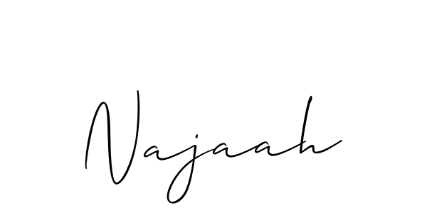 Use a signature maker to create a handwritten signature online. With this signature software, you can design (Allison_Script) your own signature for name Najaah. Najaah signature style 2 images and pictures png