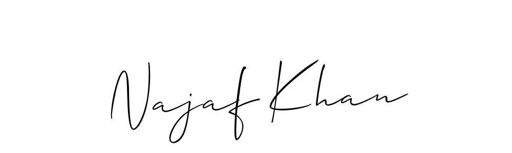 Make a beautiful signature design for name Najaf Khan. With this signature (Allison_Script) style, you can create a handwritten signature for free. Najaf Khan signature style 2 images and pictures png