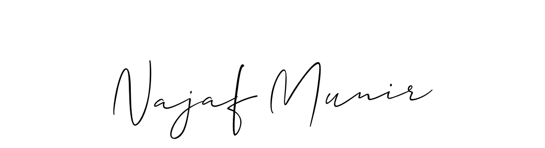 You should practise on your own different ways (Allison_Script) to write your name (Najaf Munir) in signature. don't let someone else do it for you. Najaf Munir signature style 2 images and pictures png