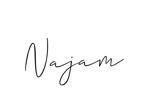 Use a signature maker to create a handwritten signature online. With this signature software, you can design (Allison_Script) your own signature for name Najam. Najam signature style 2 images and pictures png