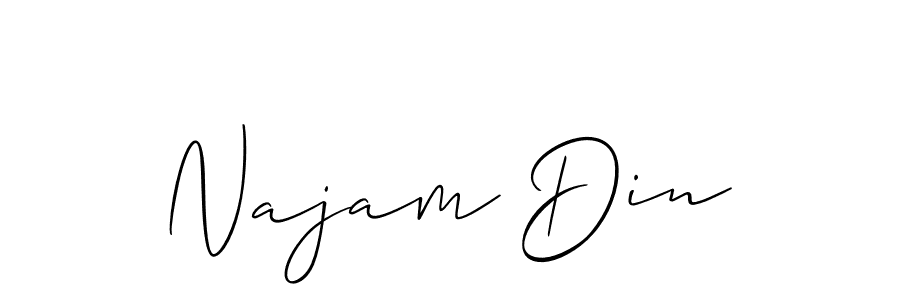 It looks lik you need a new signature style for name Najam Din. Design unique handwritten (Allison_Script) signature with our free signature maker in just a few clicks. Najam Din signature style 2 images and pictures png