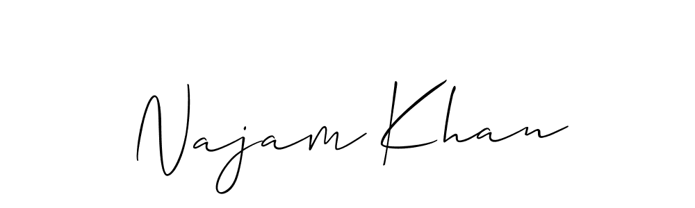 Create a beautiful signature design for name Najam Khan. With this signature (Allison_Script) fonts, you can make a handwritten signature for free. Najam Khan signature style 2 images and pictures png