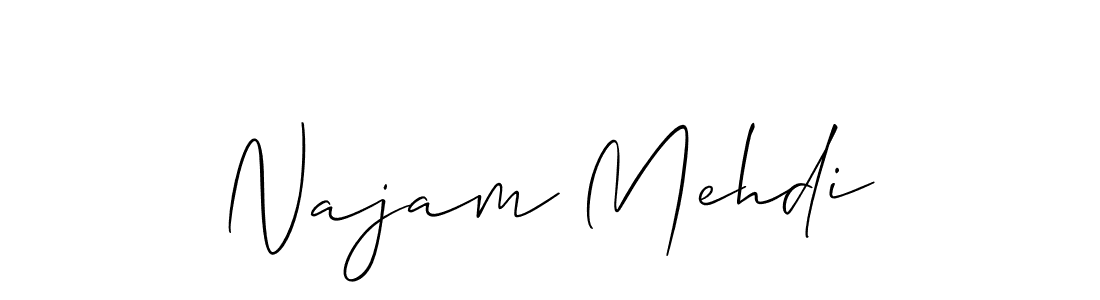 Najam Mehdi stylish signature style. Best Handwritten Sign (Allison_Script) for my name. Handwritten Signature Collection Ideas for my name Najam Mehdi. Najam Mehdi signature style 2 images and pictures png