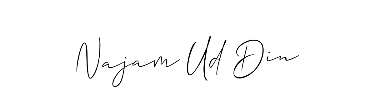 Create a beautiful signature design for name Najam Ud Din. With this signature (Allison_Script) fonts, you can make a handwritten signature for free. Najam Ud Din signature style 2 images and pictures png