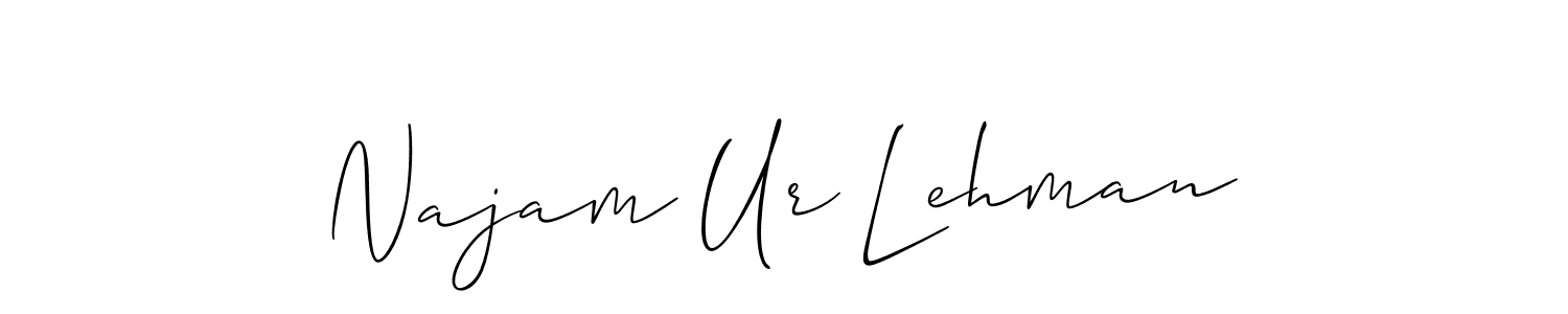 How to make Najam Ur Lehman name signature. Use Allison_Script style for creating short signs online. This is the latest handwritten sign. Najam Ur Lehman signature style 2 images and pictures png