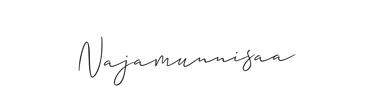 if you are searching for the best signature style for your name Najamunnisaa. so please give up your signature search. here we have designed multiple signature styles  using Allison_Script. Najamunnisaa signature style 2 images and pictures png