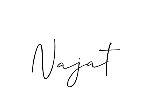 The best way (Allison_Script) to make a short signature is to pick only two or three words in your name. The name Najat include a total of six letters. For converting this name. Najat signature style 2 images and pictures png