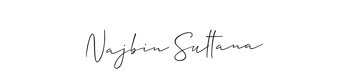 Allison_Script is a professional signature style that is perfect for those who want to add a touch of class to their signature. It is also a great choice for those who want to make their signature more unique. Get Najbin Sultana name to fancy signature for free. Najbin Sultana signature style 2 images and pictures png