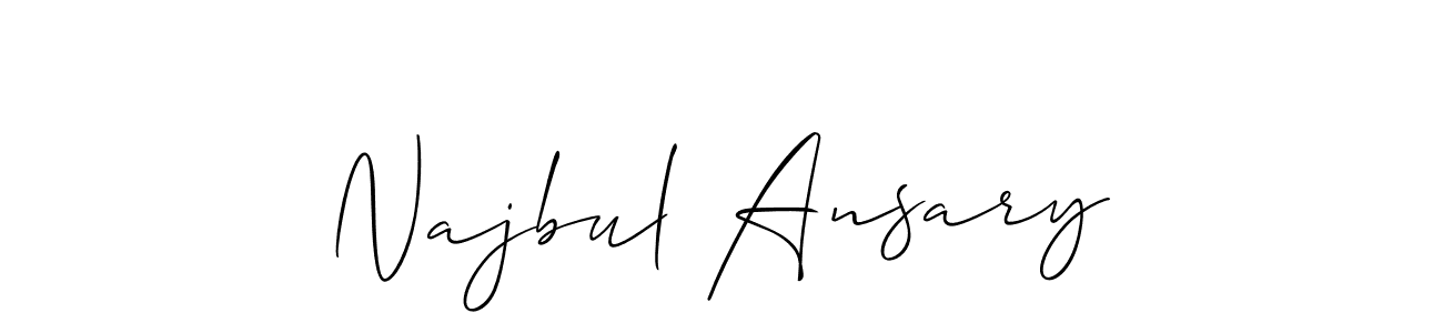 The best way (Allison_Script) to make a short signature is to pick only two or three words in your name. The name Najbul Ansary include a total of six letters. For converting this name. Najbul Ansary signature style 2 images and pictures png