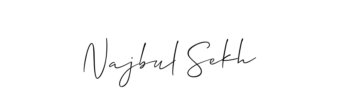Design your own signature with our free online signature maker. With this signature software, you can create a handwritten (Allison_Script) signature for name Najbul Sekh. Najbul Sekh signature style 2 images and pictures png