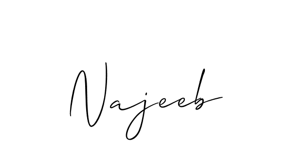 How to make Najeeb name signature. Use Allison_Script style for creating short signs online. This is the latest handwritten sign. Najeeb signature style 2 images and pictures png