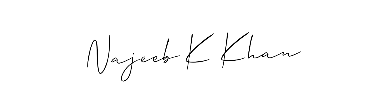 How to make Najeeb K Khan name signature. Use Allison_Script style for creating short signs online. This is the latest handwritten sign. Najeeb K Khan signature style 2 images and pictures png