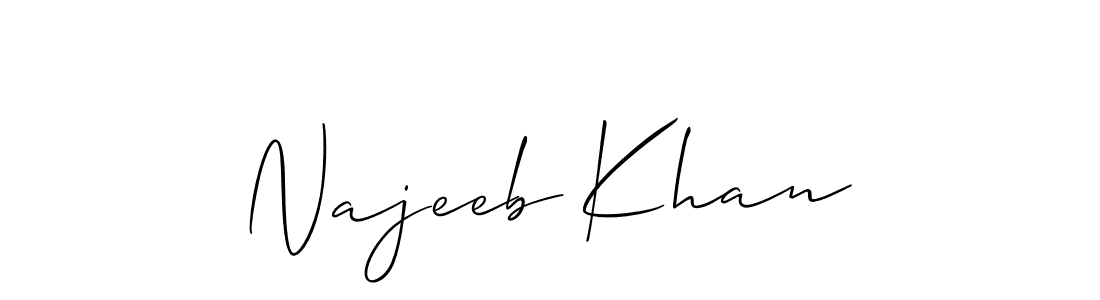 Allison_Script is a professional signature style that is perfect for those who want to add a touch of class to their signature. It is also a great choice for those who want to make their signature more unique. Get Najeeb Khan name to fancy signature for free. Najeeb Khan signature style 2 images and pictures png