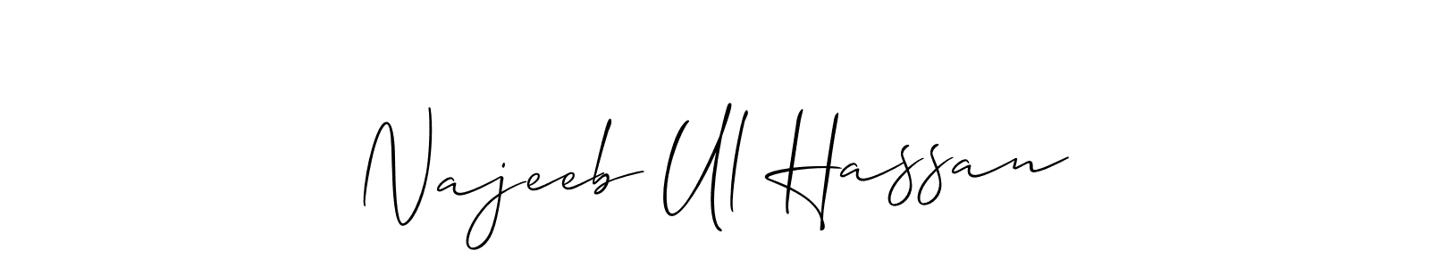 Similarly Allison_Script is the best handwritten signature design. Signature creator online .You can use it as an online autograph creator for name Najeeb Ul Hassan. Najeeb Ul Hassan signature style 2 images and pictures png