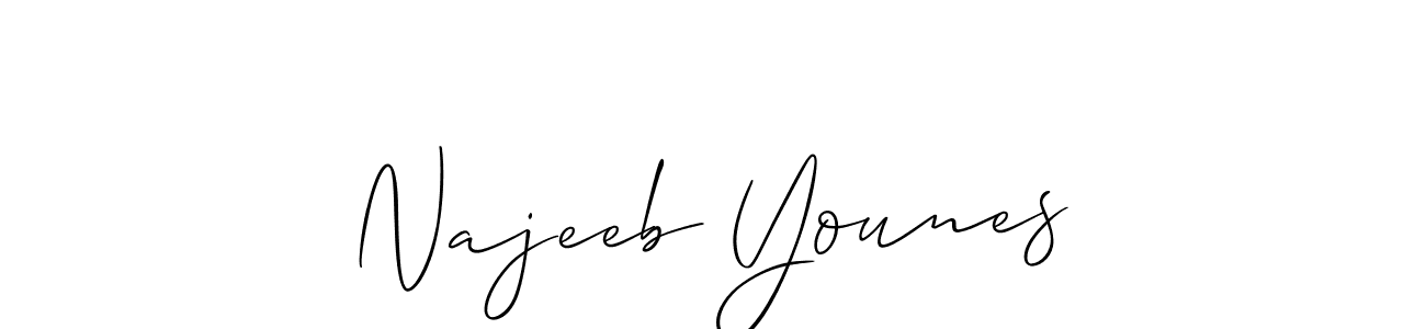 Allison_Script is a professional signature style that is perfect for those who want to add a touch of class to their signature. It is also a great choice for those who want to make their signature more unique. Get Najeeb Younes name to fancy signature for free. Najeeb Younes signature style 2 images and pictures png