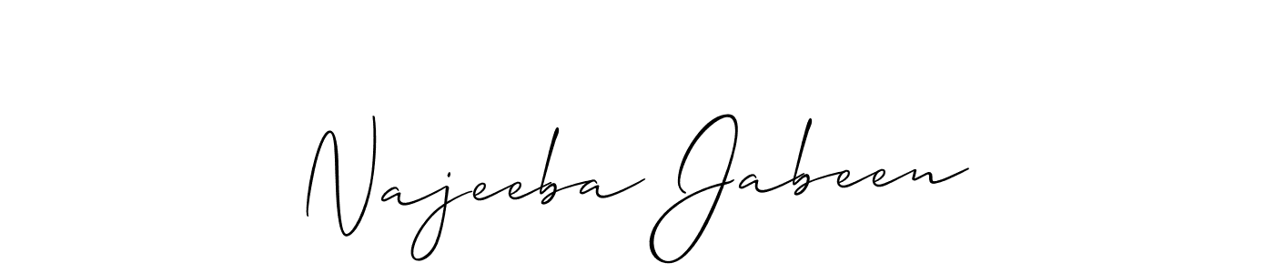 if you are searching for the best signature style for your name Najeeba Jabeen. so please give up your signature search. here we have designed multiple signature styles  using Allison_Script. Najeeba Jabeen signature style 2 images and pictures png