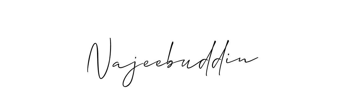 Use a signature maker to create a handwritten signature online. With this signature software, you can design (Allison_Script) your own signature for name Najeebuddin. Najeebuddin signature style 2 images and pictures png