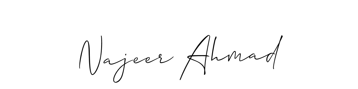 How to make Najeer Ahmad name signature. Use Allison_Script style for creating short signs online. This is the latest handwritten sign. Najeer Ahmad signature style 2 images and pictures png