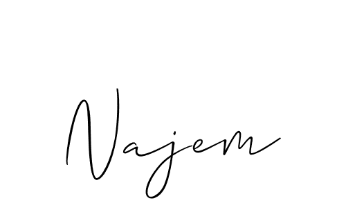 if you are searching for the best signature style for your name Najem. so please give up your signature search. here we have designed multiple signature styles  using Allison_Script. Najem signature style 2 images and pictures png