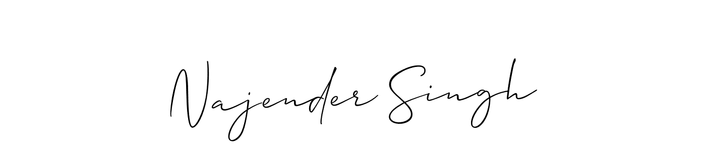 Create a beautiful signature design for name Najender Singh. With this signature (Allison_Script) fonts, you can make a handwritten signature for free. Najender Singh signature style 2 images and pictures png