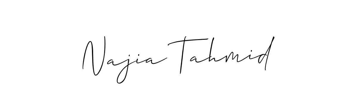Najia Tahmid stylish signature style. Best Handwritten Sign (Allison_Script) for my name. Handwritten Signature Collection Ideas for my name Najia Tahmid. Najia Tahmid signature style 2 images and pictures png