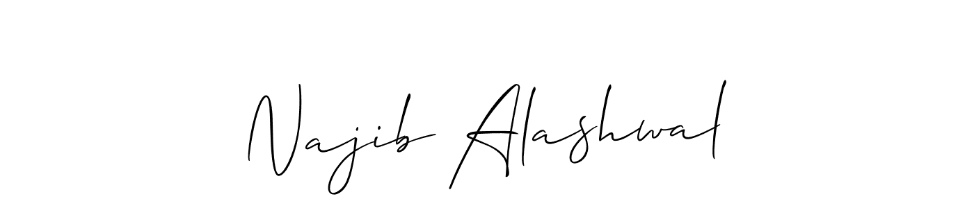 Use a signature maker to create a handwritten signature online. With this signature software, you can design (Allison_Script) your own signature for name Najib Alashwal. Najib Alashwal signature style 2 images and pictures png