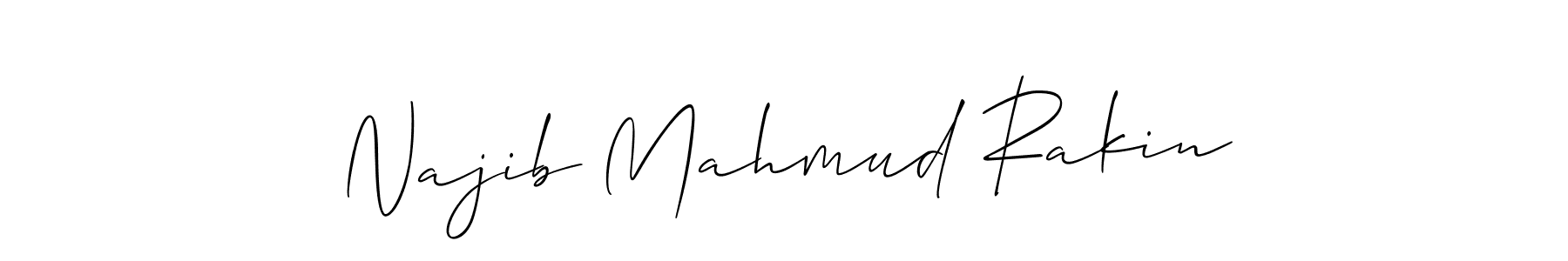 Use a signature maker to create a handwritten signature online. With this signature software, you can design (Allison_Script) your own signature for name Najib Mahmud Rakin. Najib Mahmud Rakin signature style 2 images and pictures png