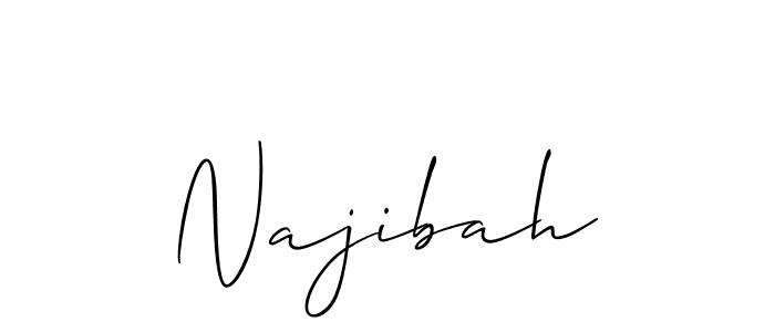 Use a signature maker to create a handwritten signature online. With this signature software, you can design (Allison_Script) your own signature for name Najibah. Najibah signature style 2 images and pictures png