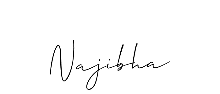 Similarly Allison_Script is the best handwritten signature design. Signature creator online .You can use it as an online autograph creator for name Najibha. Najibha signature style 2 images and pictures png