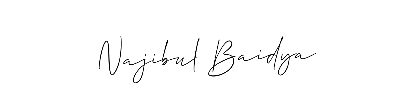 Also You can easily find your signature by using the search form. We will create Najibul Baidya name handwritten signature images for you free of cost using Allison_Script sign style. Najibul Baidya signature style 2 images and pictures png