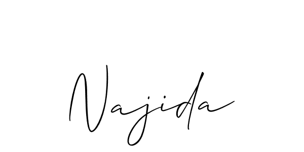 Also You can easily find your signature by using the search form. We will create Najida name handwritten signature images for you free of cost using Allison_Script sign style. Najida signature style 2 images and pictures png