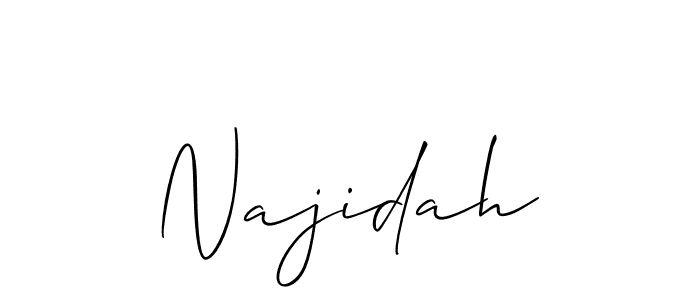 The best way (Allison_Script) to make a short signature is to pick only two or three words in your name. The name Najidah include a total of six letters. For converting this name. Najidah signature style 2 images and pictures png