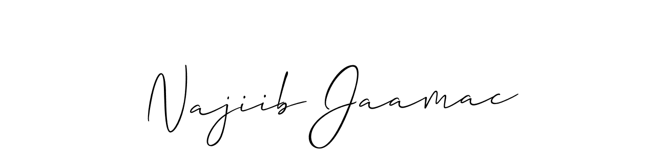 Create a beautiful signature design for name Najiib Jaamac. With this signature (Allison_Script) fonts, you can make a handwritten signature for free. Najiib Jaamac signature style 2 images and pictures png