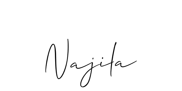 if you are searching for the best signature style for your name Najila. so please give up your signature search. here we have designed multiple signature styles  using Allison_Script. Najila signature style 2 images and pictures png
