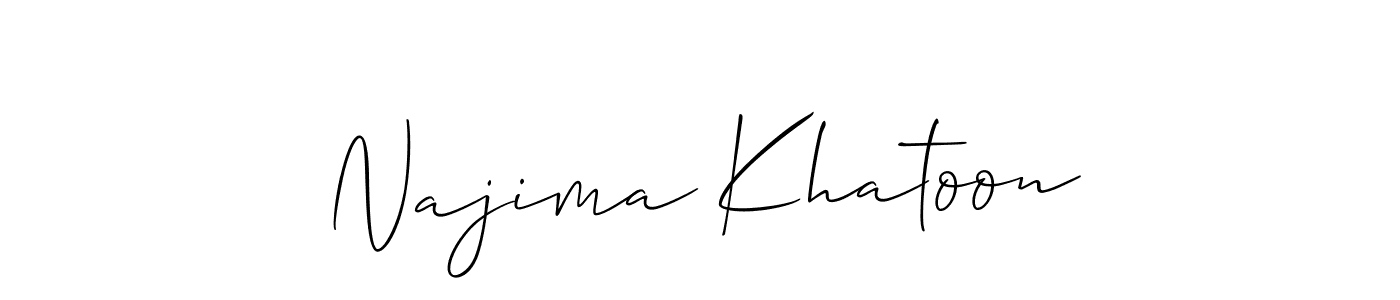 Design your own signature with our free online signature maker. With this signature software, you can create a handwritten (Allison_Script) signature for name Najima Khatoon. Najima Khatoon signature style 2 images and pictures png