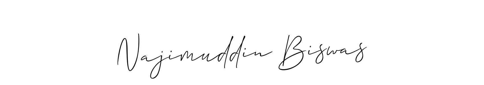 Use a signature maker to create a handwritten signature online. With this signature software, you can design (Allison_Script) your own signature for name Najimuddin Biswas. Najimuddin Biswas signature style 2 images and pictures png