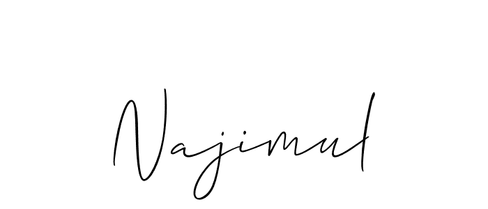 Allison_Script is a professional signature style that is perfect for those who want to add a touch of class to their signature. It is also a great choice for those who want to make their signature more unique. Get Najimul name to fancy signature for free. Najimul signature style 2 images and pictures png