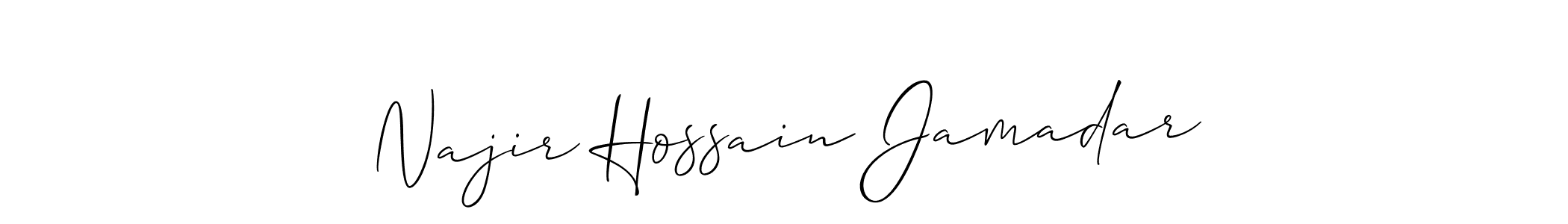 Similarly Allison_Script is the best handwritten signature design. Signature creator online .You can use it as an online autograph creator for name Najir Hossain Jamadar. Najir Hossain Jamadar signature style 2 images and pictures png