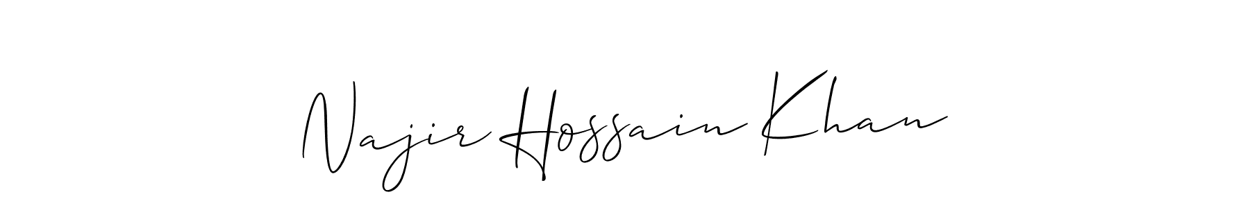 if you are searching for the best signature style for your name Najir Hossain Khan. so please give up your signature search. here we have designed multiple signature styles  using Allison_Script. Najir Hossain Khan signature style 2 images and pictures png