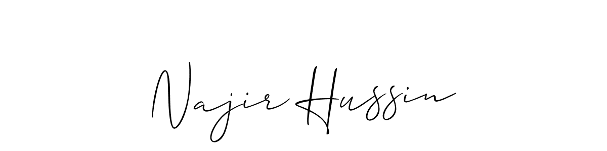 Use a signature maker to create a handwritten signature online. With this signature software, you can design (Allison_Script) your own signature for name Najir Hussin. Najir Hussin signature style 2 images and pictures png