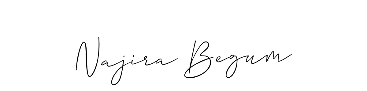 Use a signature maker to create a handwritten signature online. With this signature software, you can design (Allison_Script) your own signature for name Najira Begum. Najira Begum signature style 2 images and pictures png