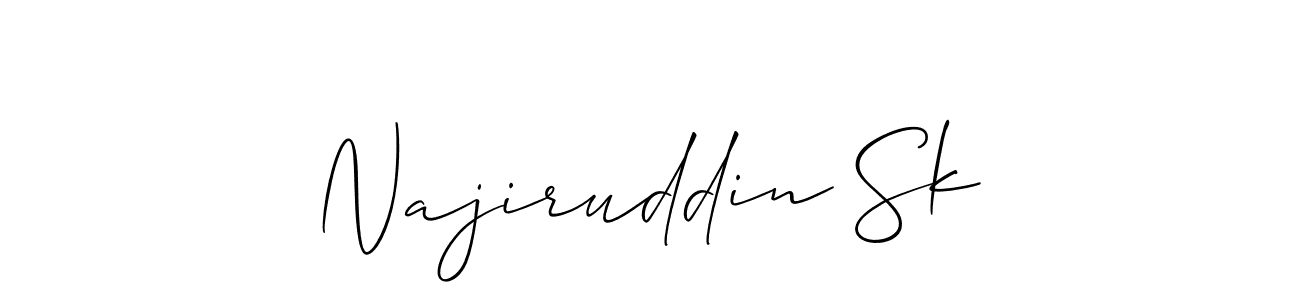 Make a beautiful signature design for name Najiruddin Sk. With this signature (Allison_Script) style, you can create a handwritten signature for free. Najiruddin Sk signature style 2 images and pictures png
