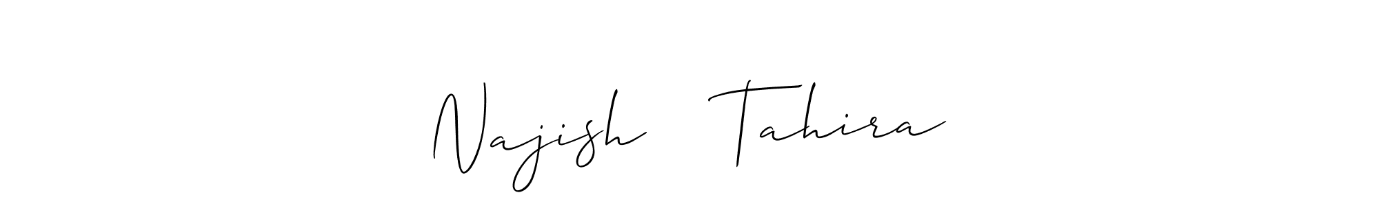 This is the best signature style for the Najish ❤️ Tahira name. Also you like these signature font (Allison_Script). Mix name signature. Najish ❤️ Tahira signature style 2 images and pictures png